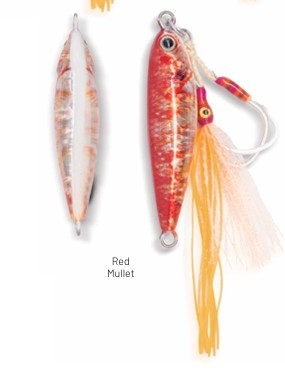 JIG FAST - AZ TRADING - 15 GRS GLOW DOUBLE ASSIST HOOK - COLOR RED MULLET