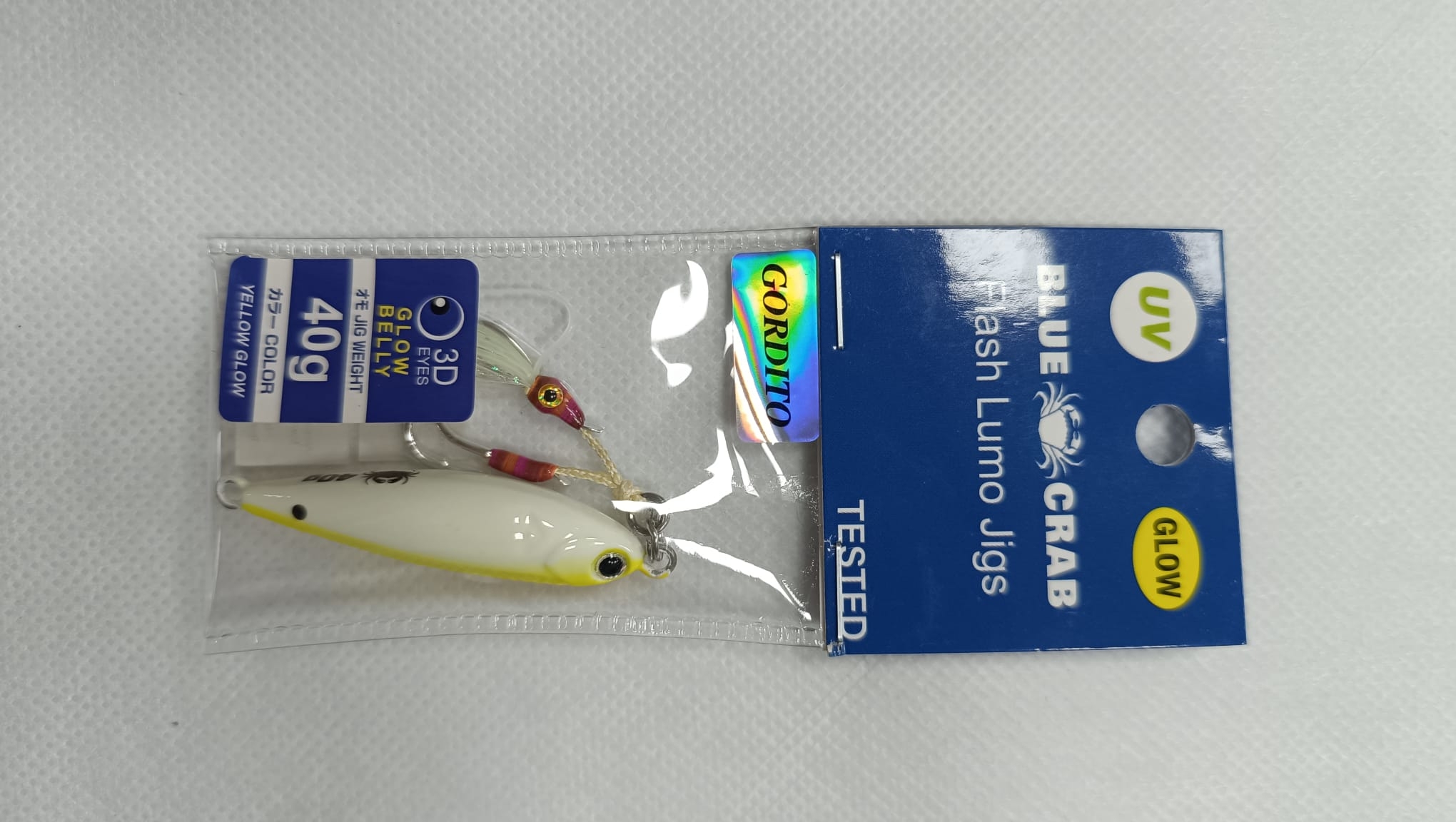 JIG FAST - AZ TRADING - 10 GRS GLOW DOUBLE ASSIST HOOK - COLOR YELLOW GLOW